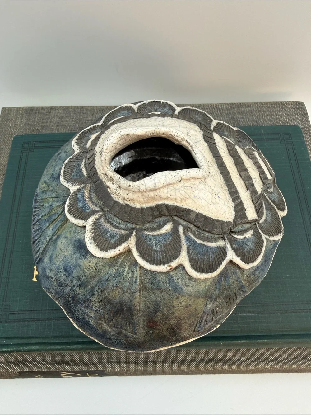 Vintage Studio Art Pottery Sculptural Vessel textured, scalloped design